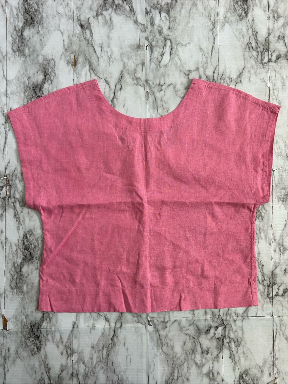 Madewell women’s size medium 100% Linen Top square back crewneck in retro pink